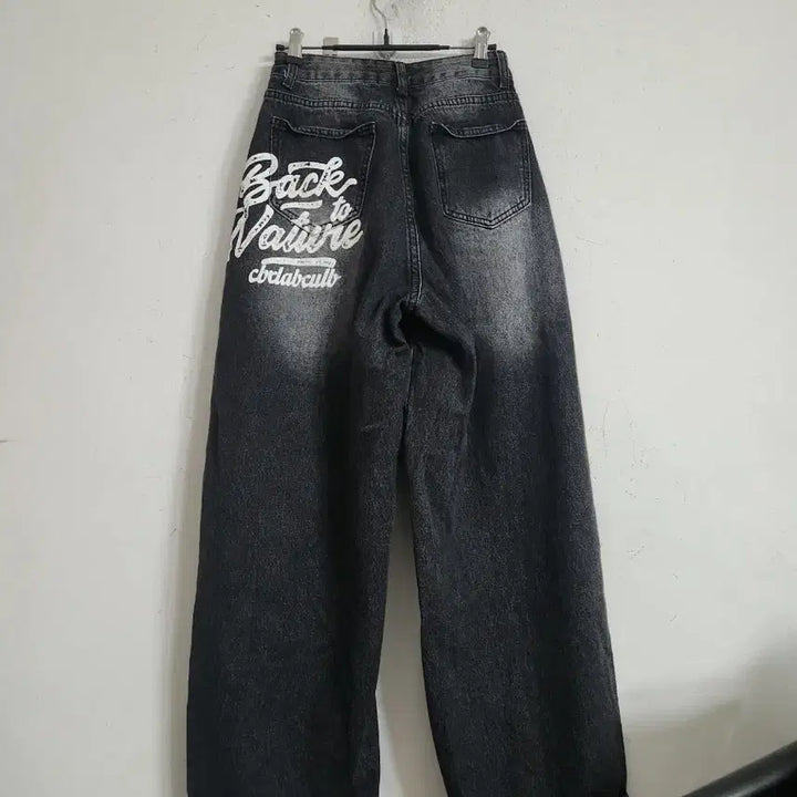 [BUNJANG] Black Denim Wide Pants / 워싱 블랙 데님 와이드 팬츠