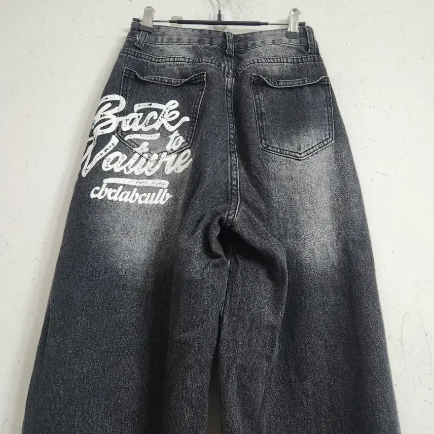 [BUNJANG] Black Denim Wide Pants / 워싱 블랙 데님 와이드 팬츠
