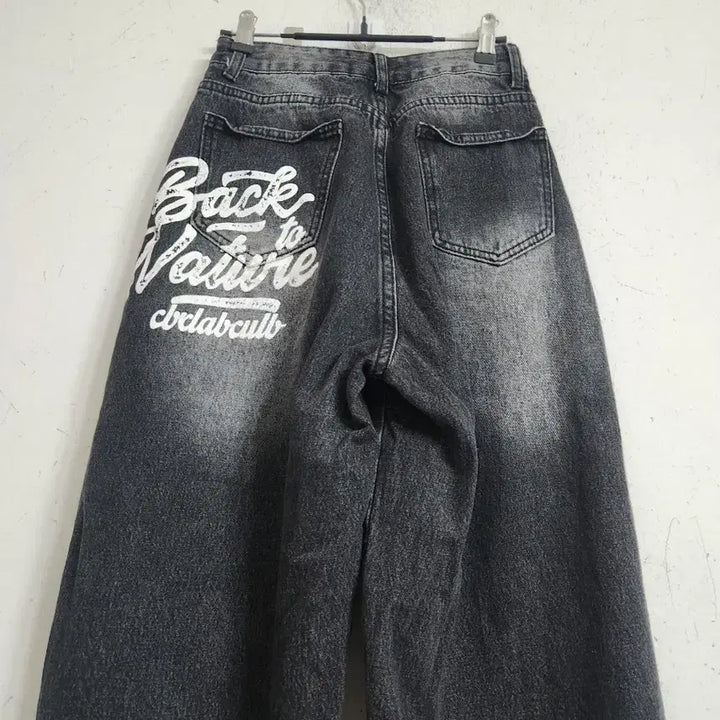 [BUNJANG] Black Denim Wide Pants / 워싱 블랙 데님 와이드 팬츠