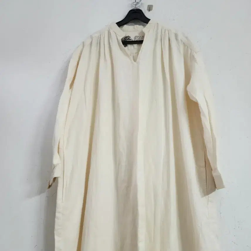 [BUNJANG] Ivory Long Shirt Dress / 아이보리 롱 원피스 셔츠형
