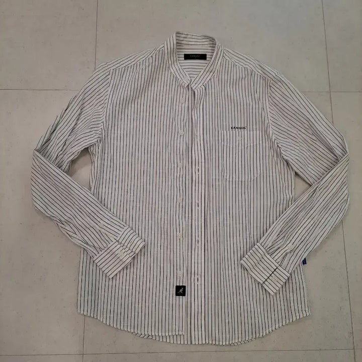 [BUNJANG] Kangol Striped Henley Shirt M / 캉골 스트라이프 헨리넥 셔츠 M