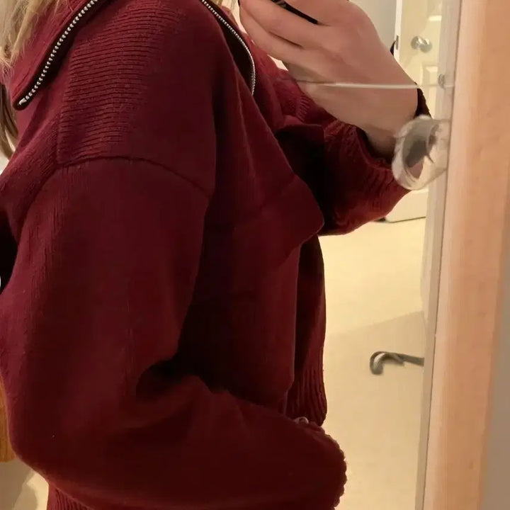 [BUNJANG] ZARA High Neck Half-Zip Knit Sweater / 자라 하이넥 반집업 니트