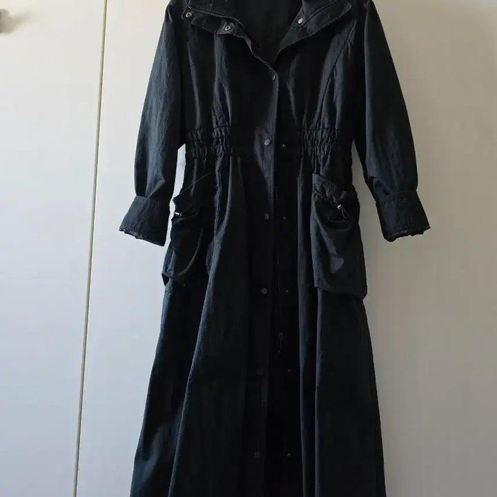 [BUNJANG] Egoist Black Hooded Long Parka Jacket / 블랙 후드 롱 야상 점퍼 에고이스트
