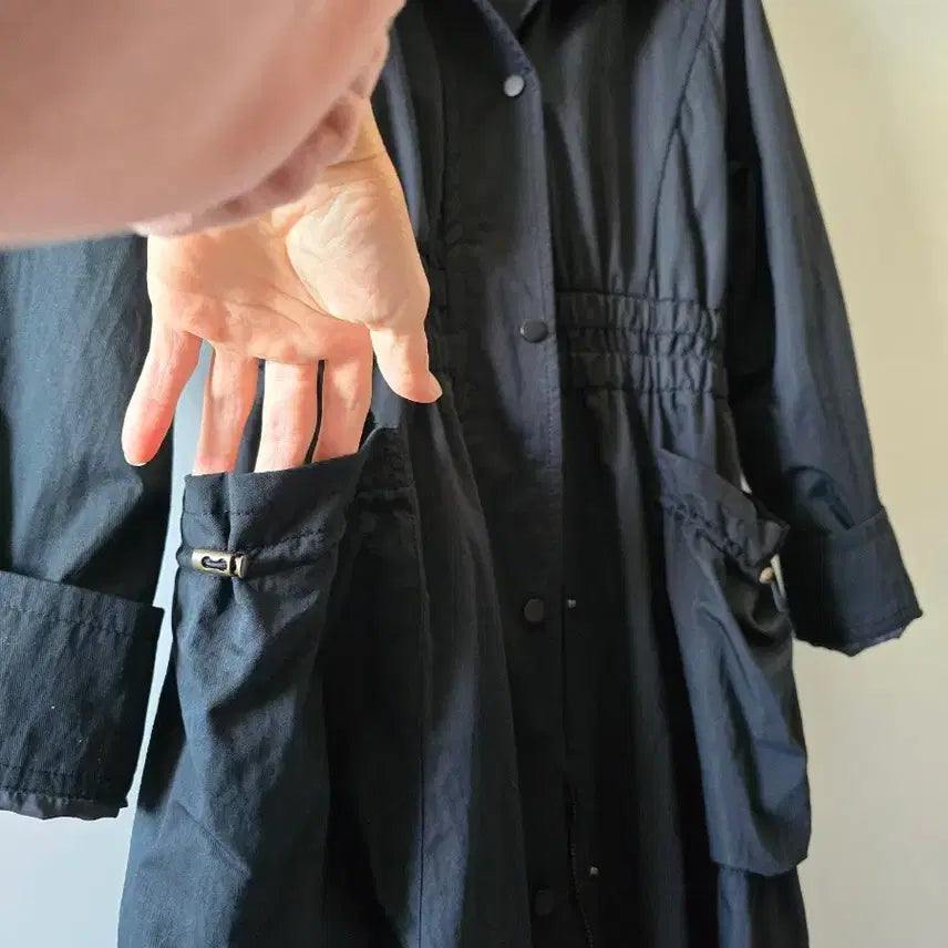 [BUNJANG] Egoist Black Hooded Long Parka Jacket / 블랙 후드 롱 야상 점퍼 에고이스트