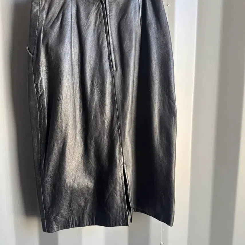 [BUNJANG] Lambskin Midi Skirt / 양가죽치마