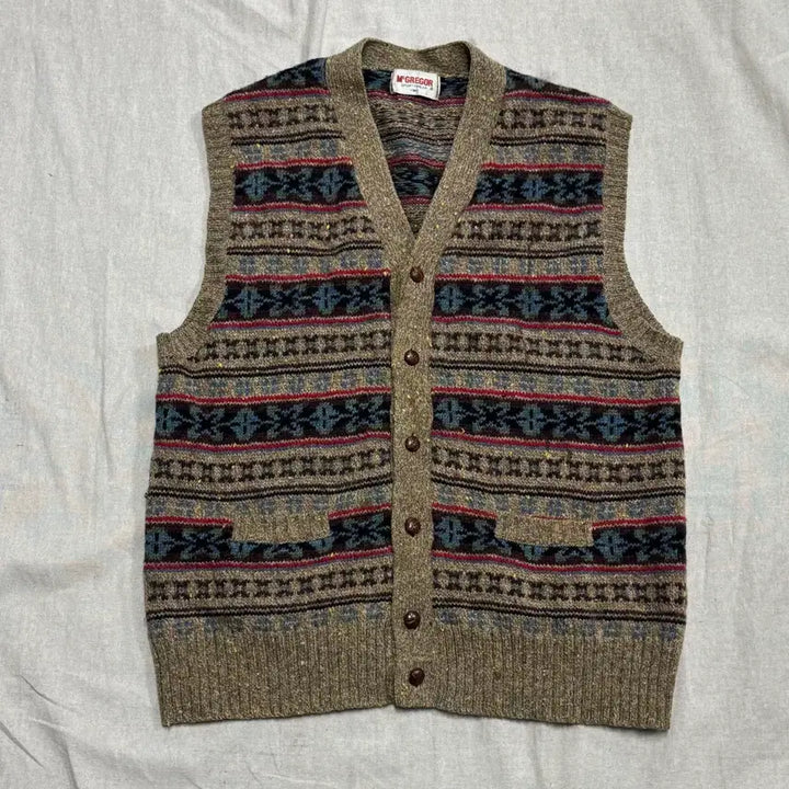 [BUNJANG] McGregor Vintage Ethnic Pattern Wool Vest M / 맥그리거 빈티지 에스닉 패턴 울 베스트 M
