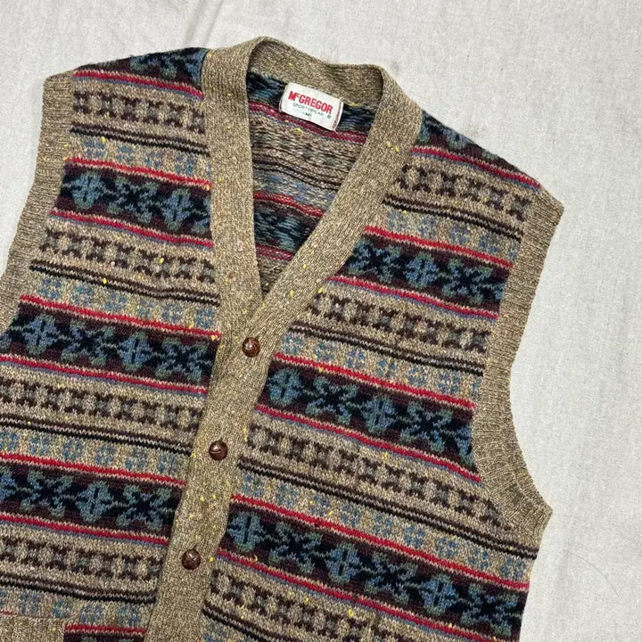 [BUNJANG] McGregor Vintage Ethnic Pattern Wool Vest M / 맥그리거 빈티지 에스닉 패턴 울 베스트 M