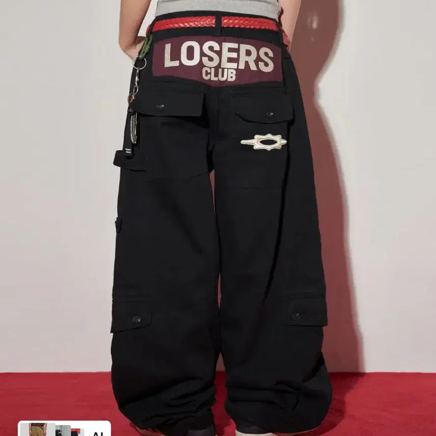 [BUNJANG] Losers Club Black Cargo Wide Pants / 루저스클럽 블랙 카고 와이드 팬츠