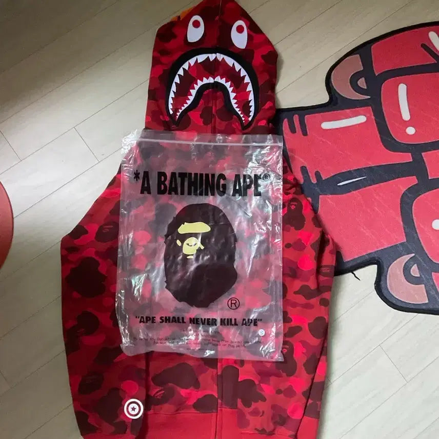 [BUNJANG] BAPE Red Hoodie S Size / 베이프 후드집업 적계 레드 s사이즈 새상품