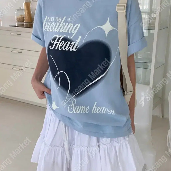 [BUNJANG] Soraha Heart Drawing T-Shirt / 소라하트드로잉티