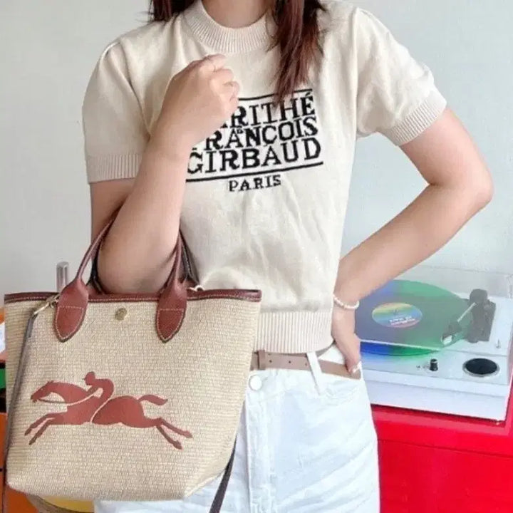 [BUNJANG] Marithe Francois Girbaud Classic Logo Short Sleeve Knit Top / 마리떼프랑소와저버 클래식 로고 반팔 니트 (55~66)