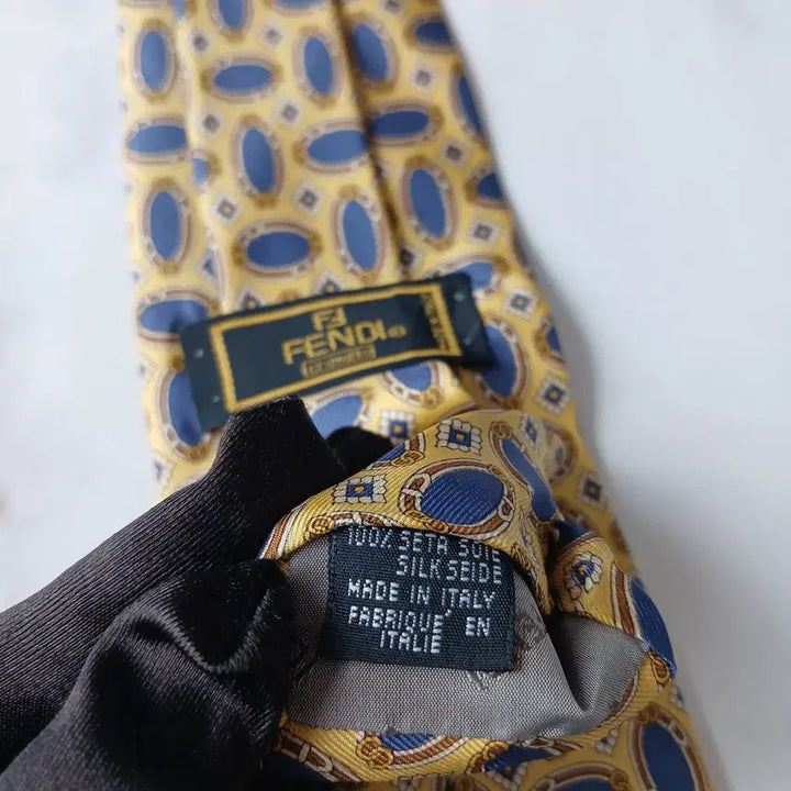 [BUNJANG] Fendi Silk Tie - Yellow Oval Pattern / 펜디 실크 옐로우 오벌 패턴 넥타이 9.2cm A+등급 G28
