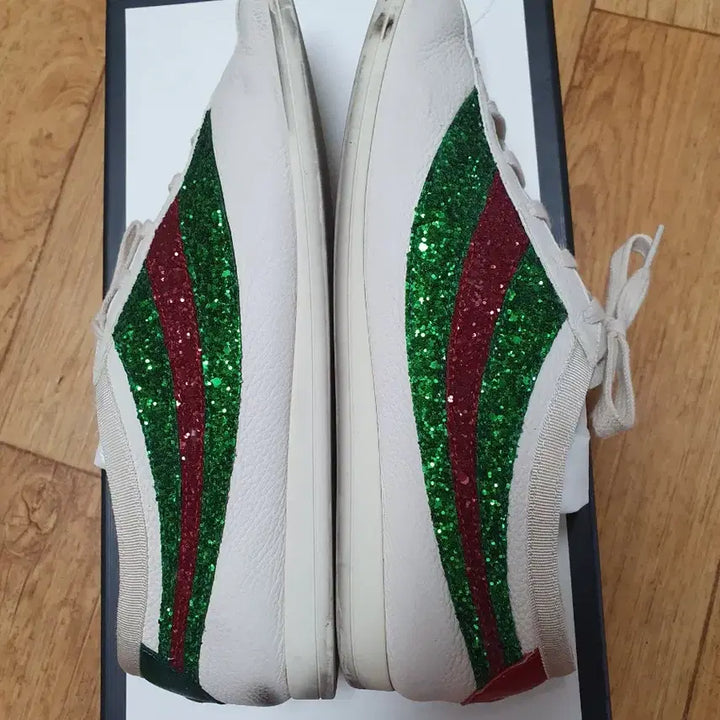[BUNJANG] Gucci Glitter Sneakers / 구찌 스니커즈 화이트 그린/레드 글리터