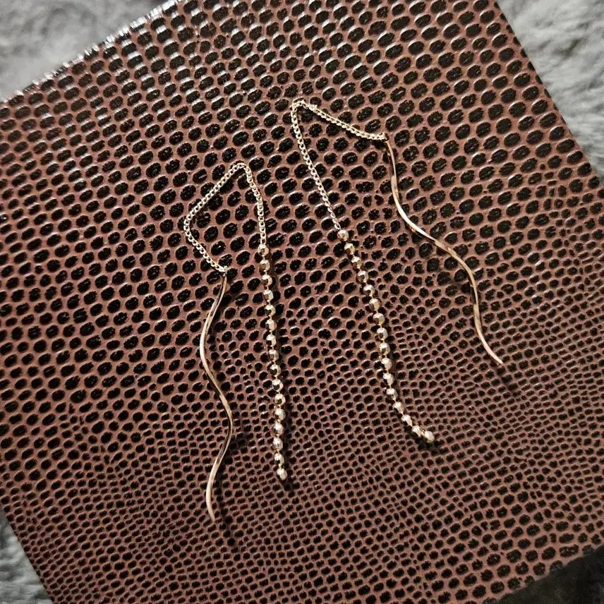 [BUNJANG] 14K Rose Gold Drop Earrings / 14k 드롭 로즈골드 귀걸이