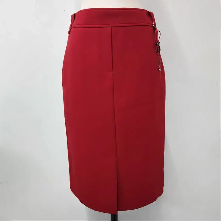 [BUNJANG] ECOLE H-Line Skirt Red / [새상품] ECOLE 브로치 포인트 H라인 스커트 레드 55~66