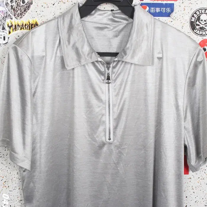 [BUNJANG] Lanvin Japan Silver Half-Zip T-shirt / 여성40 / 랑방 일본판 실버 반집업 티셔츠GR 34-114