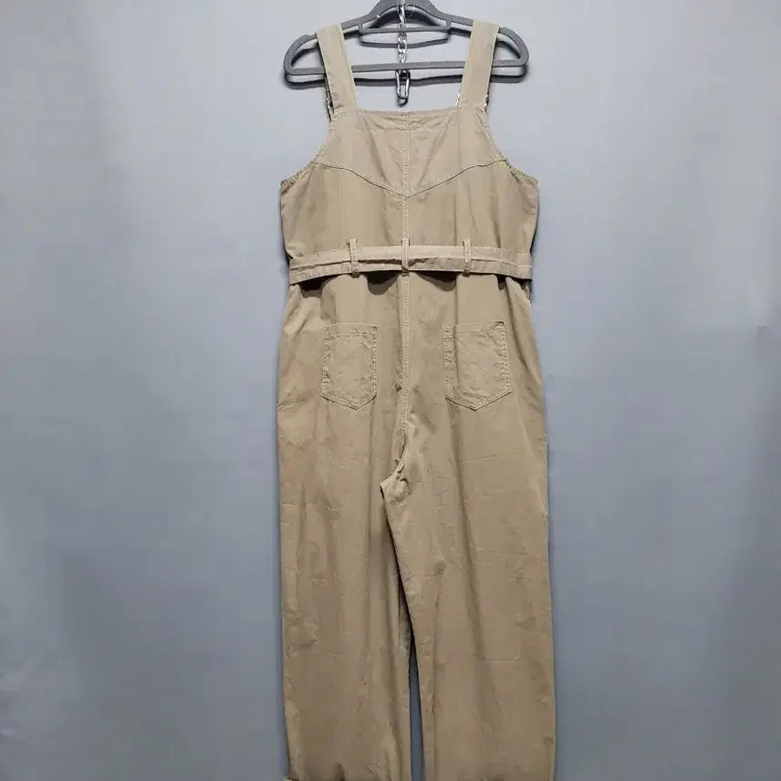 [BUNJANG] Khaki Belted Overalls / 카키색 벨트 멜빵 바지