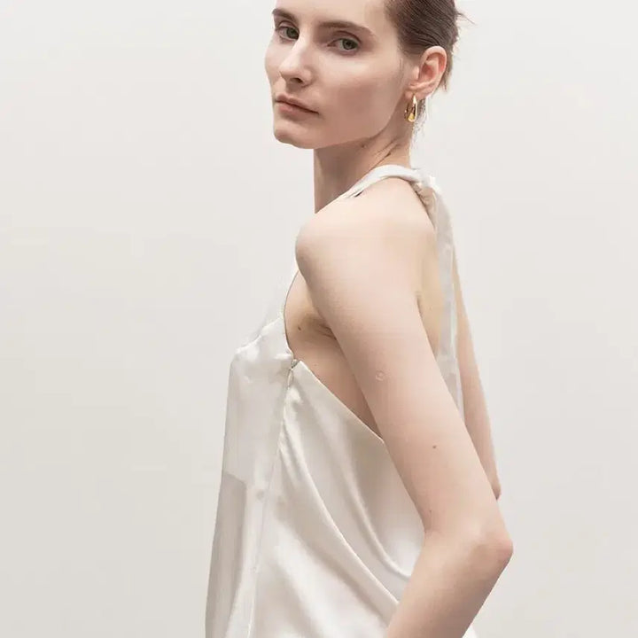 [BUNJANG] H.Mode Satin Halter Blouse / 에이치모드 새틴 스카프 홀터 블라우스 Satin halter blouse