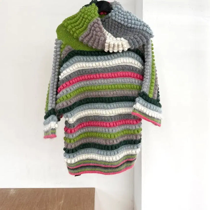 [BUNJANG] Kenzo DeFile Bold Textured High Neck Knit / 겐조 데필레 멀티컬러 볼드 텍스쳐 하이넥 니트