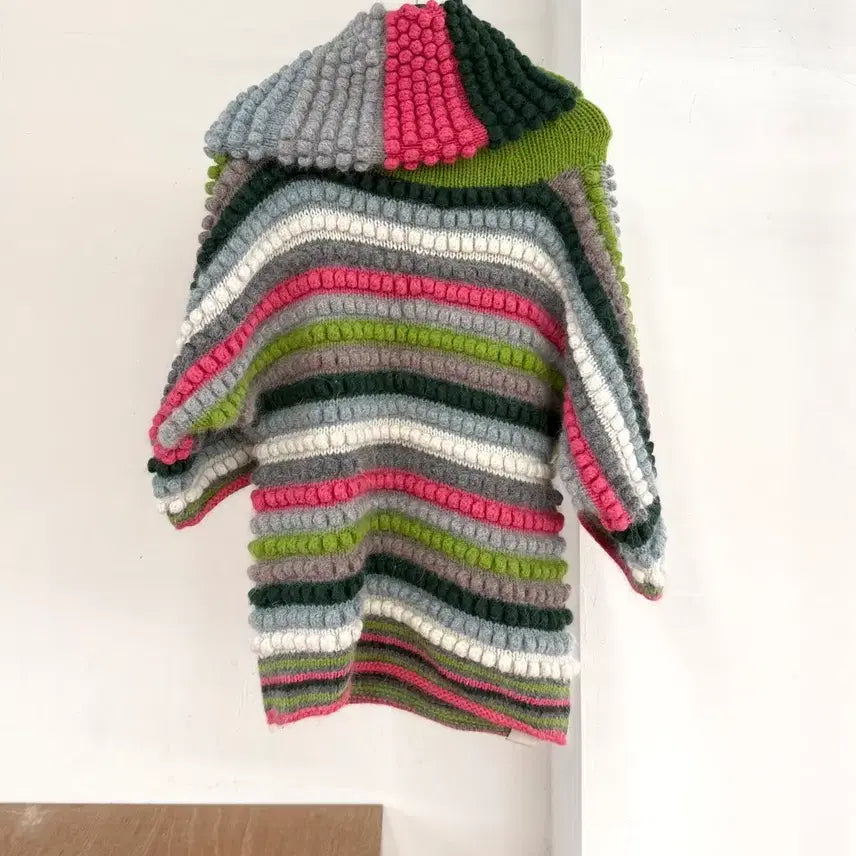 [BUNJANG] Kenzo DeFile Bold Textured High Neck Knit / 겐조 데필레 멀티컬러 볼드 텍스쳐 하이넥 니트