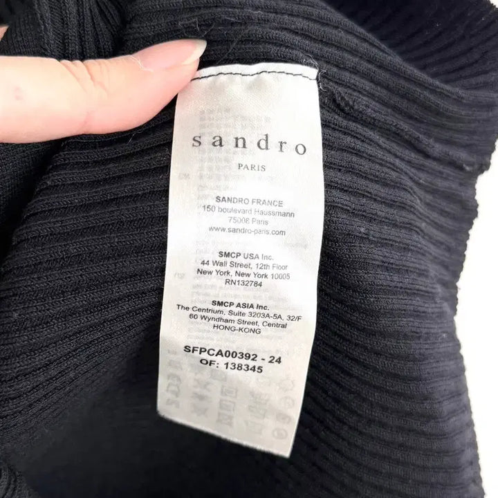 [BUNJANG] Sandro Black Big Button V-Neck Ribbed Cardigan / 산드로 블랙 빅버튼 브이넥 리브드 가디건