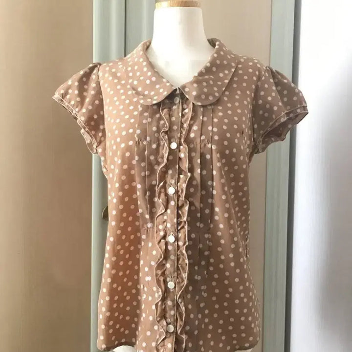 [BUNJANG] Vintage Hong Kong Blouse / 일본빈티지 홍콩블라우스 하구미 모리걸 도트 라떼갸루 카메 모리노가토