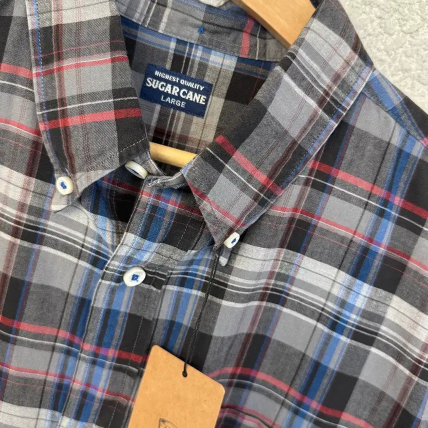 [BUNJANG] Sugar Cane Checkered Short Sleeve Button-Down Shirt / 슈가케인 체크 반팔 버튼다운 셔츠