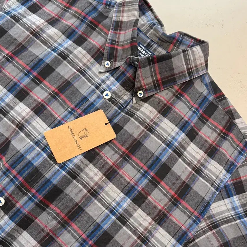[BUNJANG] Sugar Cane Checkered Short Sleeve Button-Down Shirt / 슈가케인 체크 반팔 버튼다운 셔츠