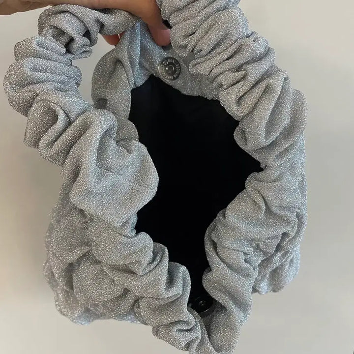 [BUNJANG] Pearl Silver Ruched Shoulder/Tote Bag / 펄실버 셔링숄더백겸토트백(촬영만함