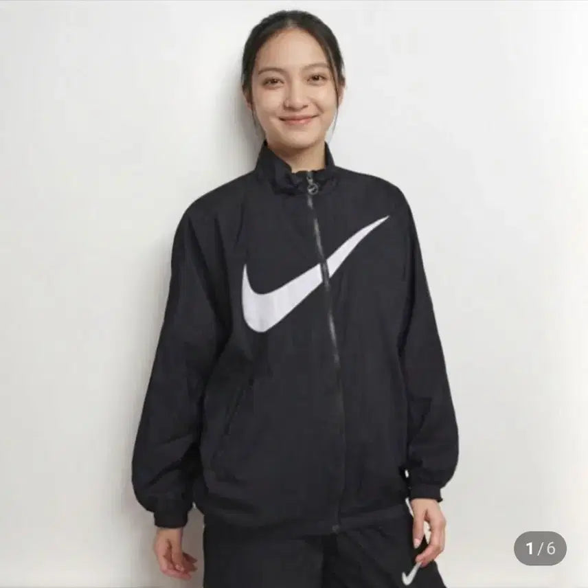[BUNJANG] Nike Big Swoosh Woven Training Suit Set Black / (여성S)나이키 스우시 우븐 트레이닝복 세트 블랙