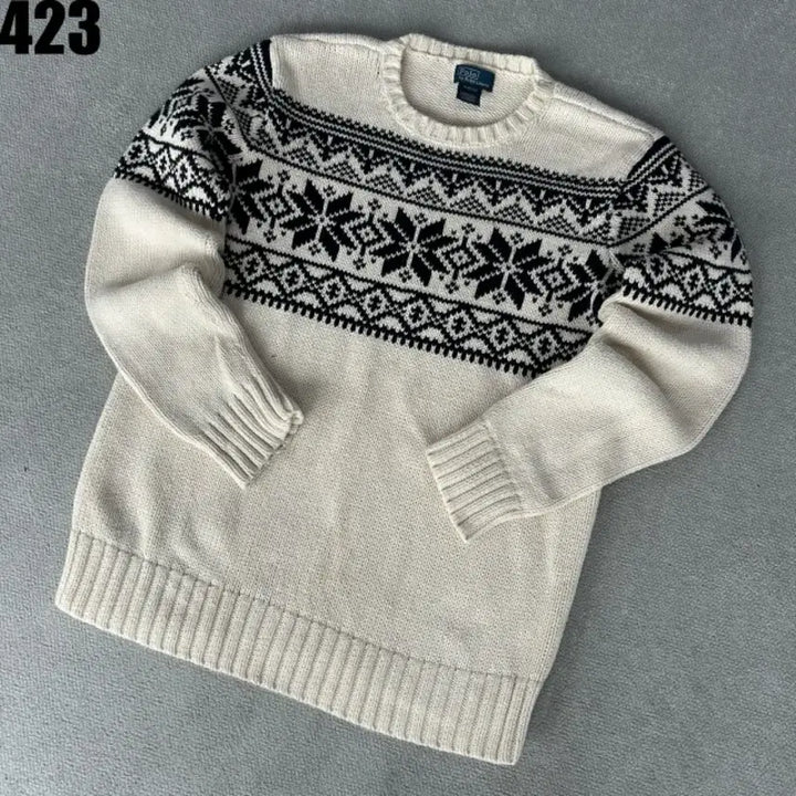 [BUNJANG] Polo Ralph Lauren Ivory Pattern Knit Sweater / 폴로 랄프로렌 아이보리 패턴 니트 XL