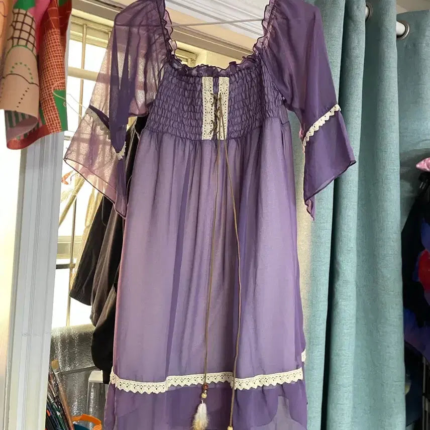 [BUNJANG] Vintage Purple Blouse Deadstock / 빈티지 퍼플 블라우스 데드스탁 미사용