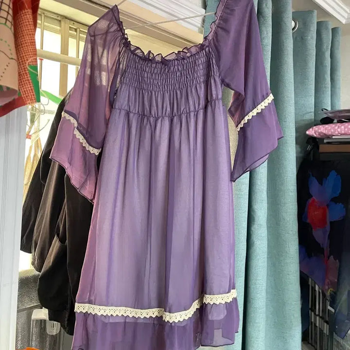 [BUNJANG] Vintage Purple Blouse Deadstock / 빈티지 퍼플 블라우스 데드스탁 미사용