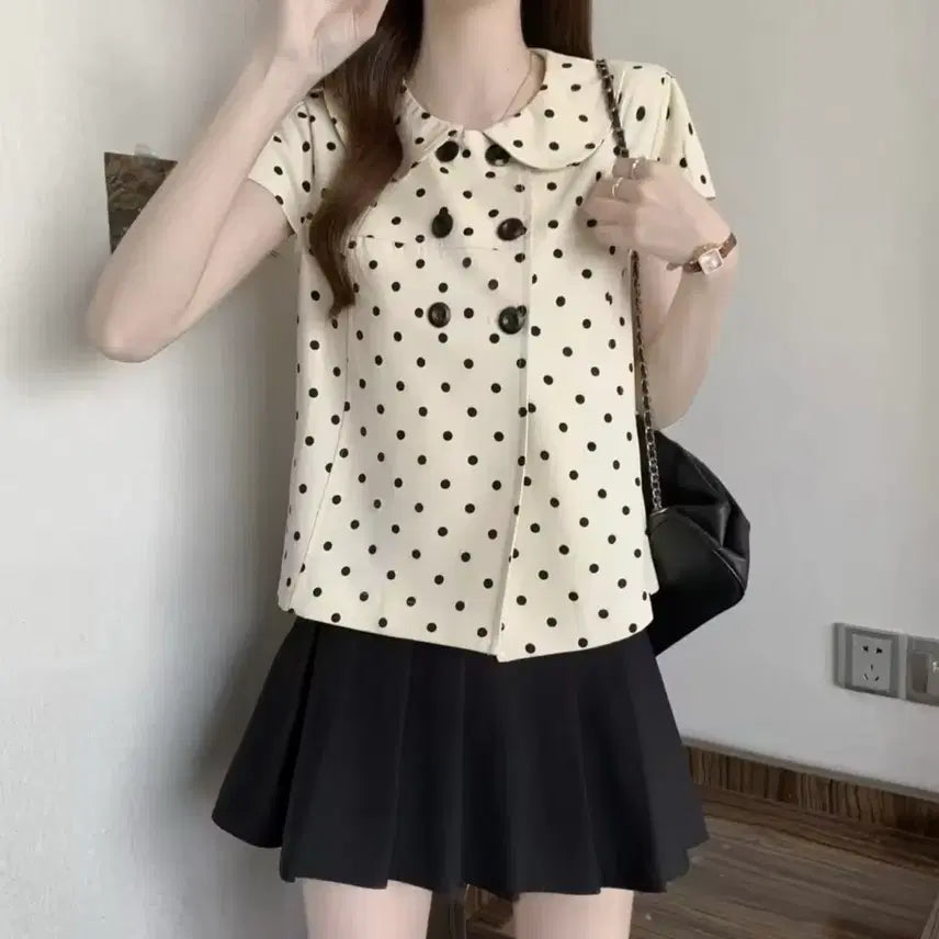 [SOLD OUT] 도트 반팔 자켓 / 데일리 캐주얼 러블리 빈티지 y2k 모리걸