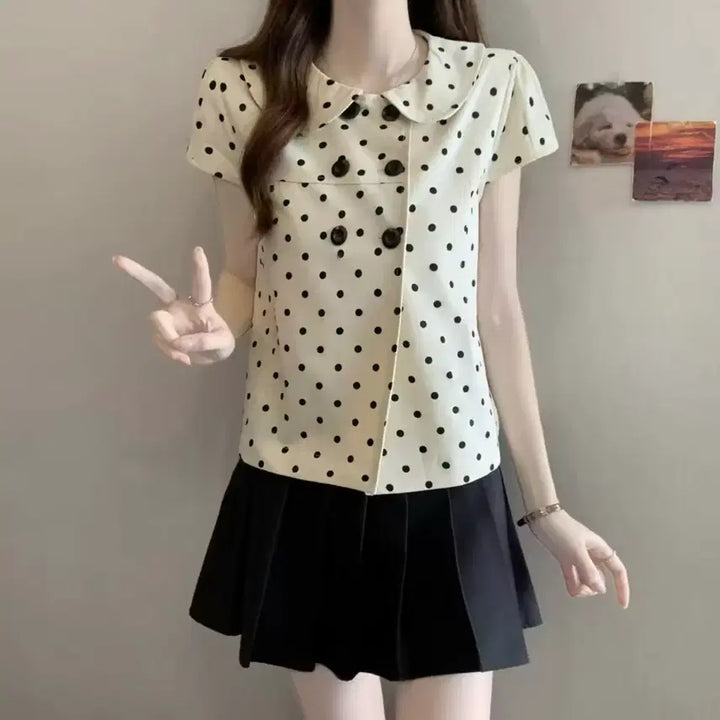 [SOLD OUT] 도트 반팔 자켓 / 데일리 캐주얼 러블리 빈티지 y2k 모리걸