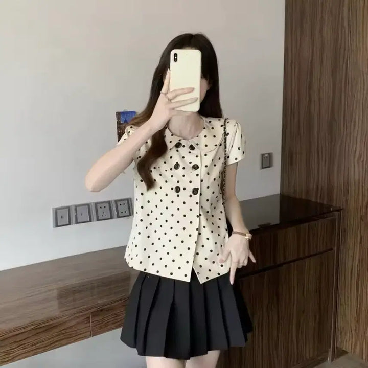 [SOLD OUT] 도트 반팔 자켓 / 데일리 캐주얼 러블리 빈티지 y2k 모리걸