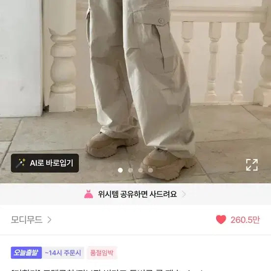 [SOLD OUT] 에이블리 빅 카고 투버클 롱 팬츠 카고팬츠 청바지