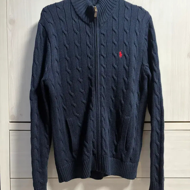 [BUNJANG] Polo Ralph Lauren Cable Knit Zip-up Navy M / 폴로 랄프로렌 케이블 니트 집업 네이비M