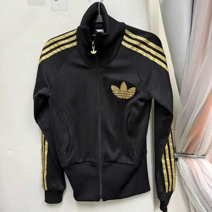 [BUNJANG] Adidas Black Sequin Track Top / 아디다스 블랙 스팽글금장 트랙탑