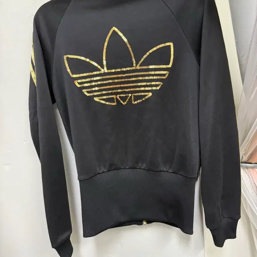 [BUNJANG] Adidas Black Sequin Track Top / 아디다스 블랙 스팽글금장 트랙탑