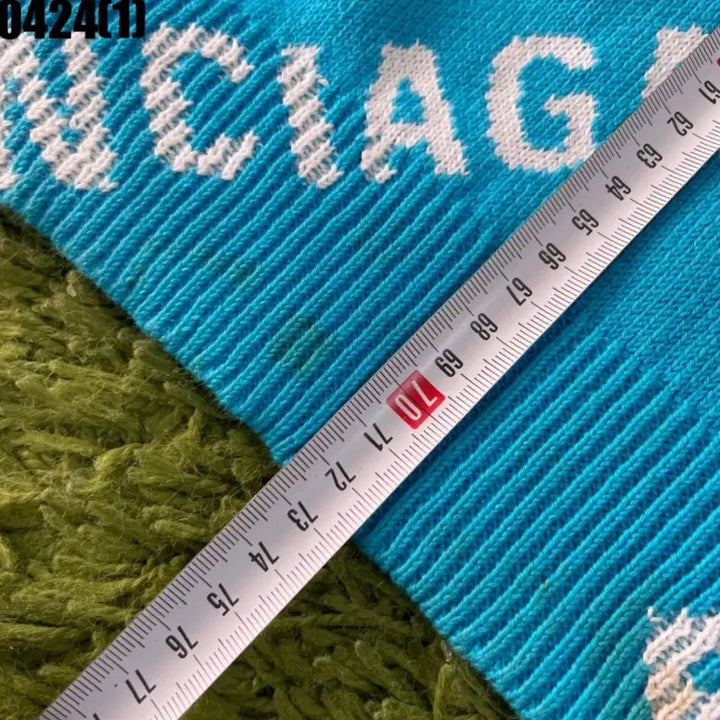 [BUNJANG] Balenciaga Logo Pattern Blue Knit Sweater / 발렌시아가 로고 패턴 블루 니트 오염다수