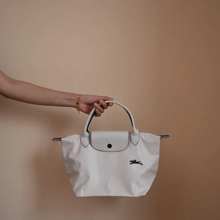 [BUNJANG] Longchamp Nylon and Leather Clutch Bag - White - Small / 롱샴 클러치백  화이트  나일론 소가죽 스몰 사이즈 여성