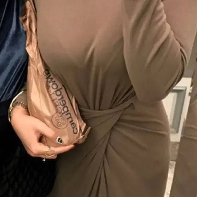 [BUNJANG] Wrap Long Dress / 뱃살 복부커버원피스 글래머 랩 원피스 u넥 유넥 꼬임 롱 원피스 꾸안꾸