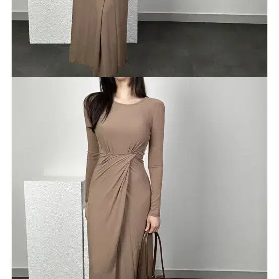 [BUNJANG] Wrap Long Dress / 뱃살 복부커버원피스 글래머 랩 원피스 u넥 유넥 꼬임 롱 원피스 꾸안꾸
