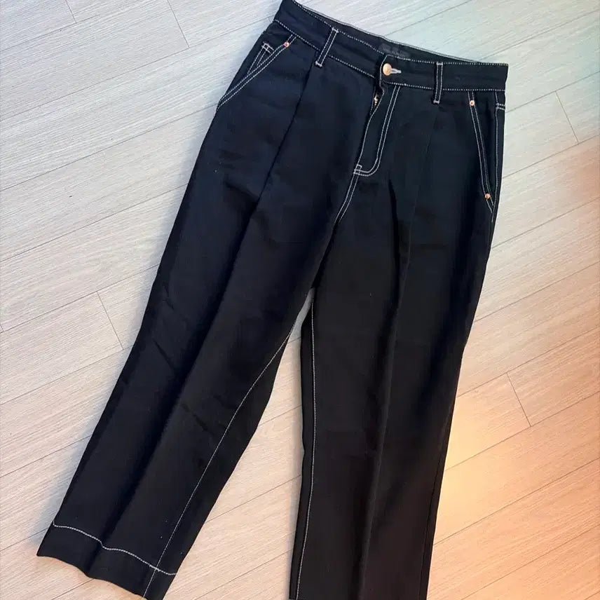 [BUNJANG] Maison Mineed Cropped Tapered Denim Trousers Black / 메종미네드 CROPPED TAPERED DENIM TROUSERS BLA