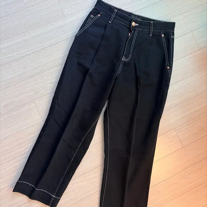 [BUNJANG] Maison Mineed Cropped Tapered Denim Trousers Black / 메종미네드 CROPPED TAPERED DENIM TROUSERS BLA