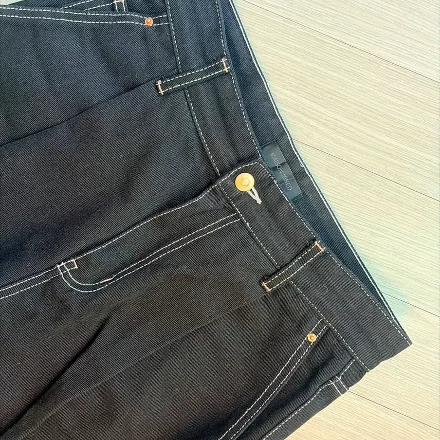 [BUNJANG] Maison Mineed Cropped Tapered Denim Trousers Black / 메종미네드 CROPPED TAPERED DENIM TROUSERS BLA