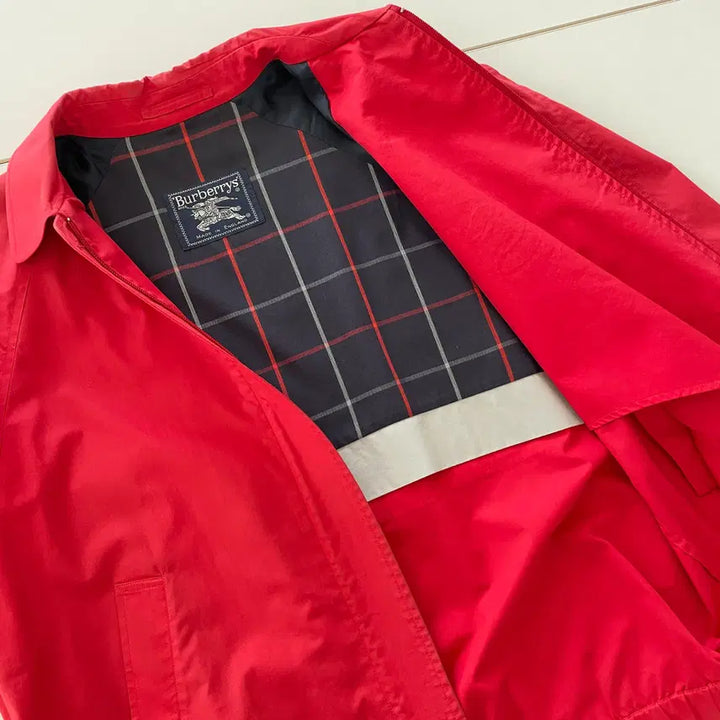 [BUNJANG] Burberry Knight Logo Red Cotton Blouson Jacket / 버버리 공용L 월계기사로고 레드 코튼 블루종 자켓