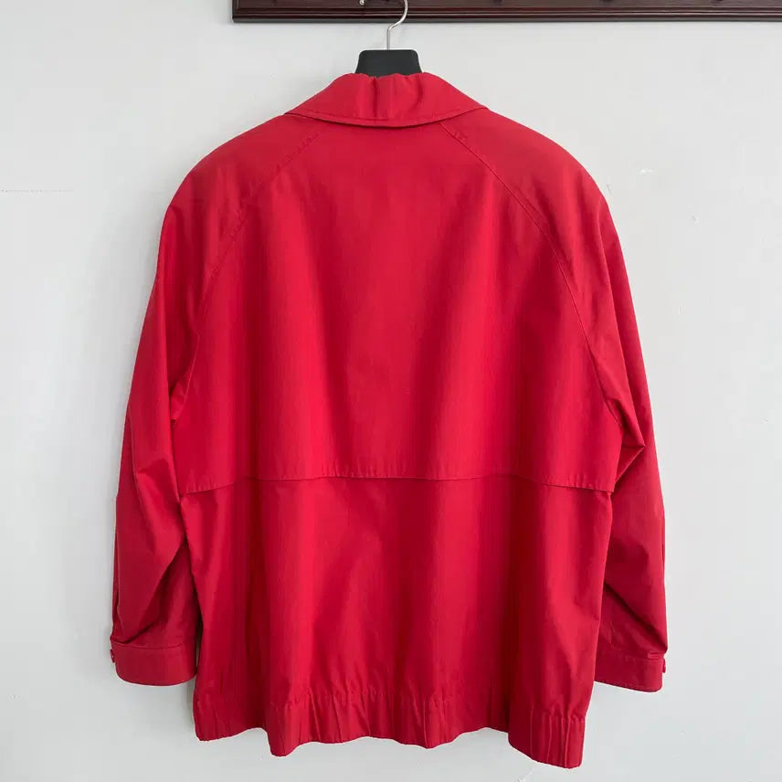 [BUNJANG] Burberry Knight Logo Red Cotton Blouson Jacket / 버버리 공용L 월계기사로고 레드 코튼 블루종 자켓