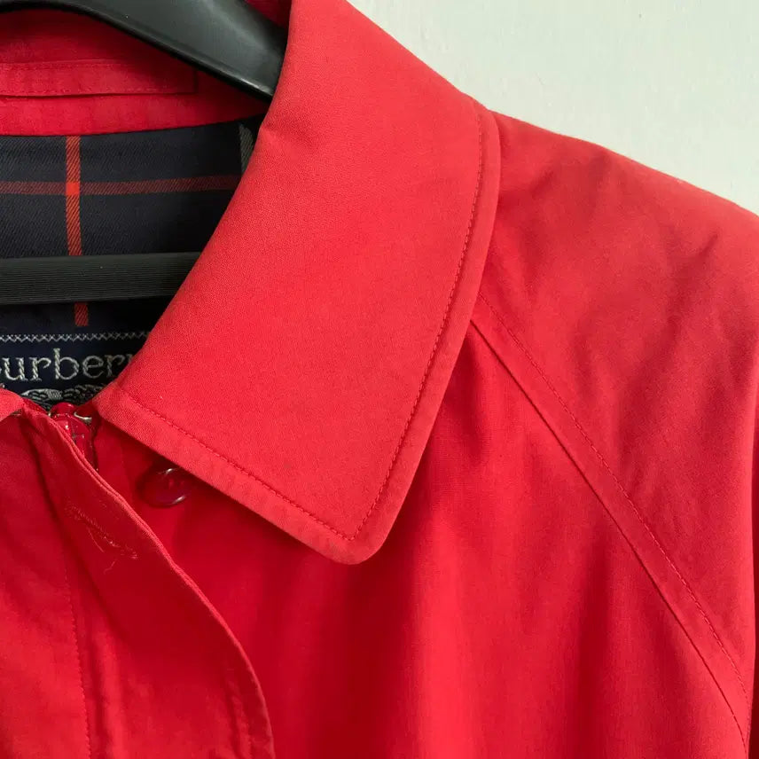 [BUNJANG] Burberry Knight Logo Red Cotton Blouson Jacket / 버버리 공용L 월계기사로고 레드 코튼 블루종 자켓